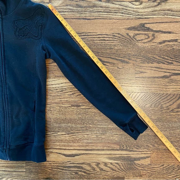 FOX RACING Zip Up Sweatshirt Jacket Black Embroidered Small Pockets Thumbholes - Picture 14 of 16